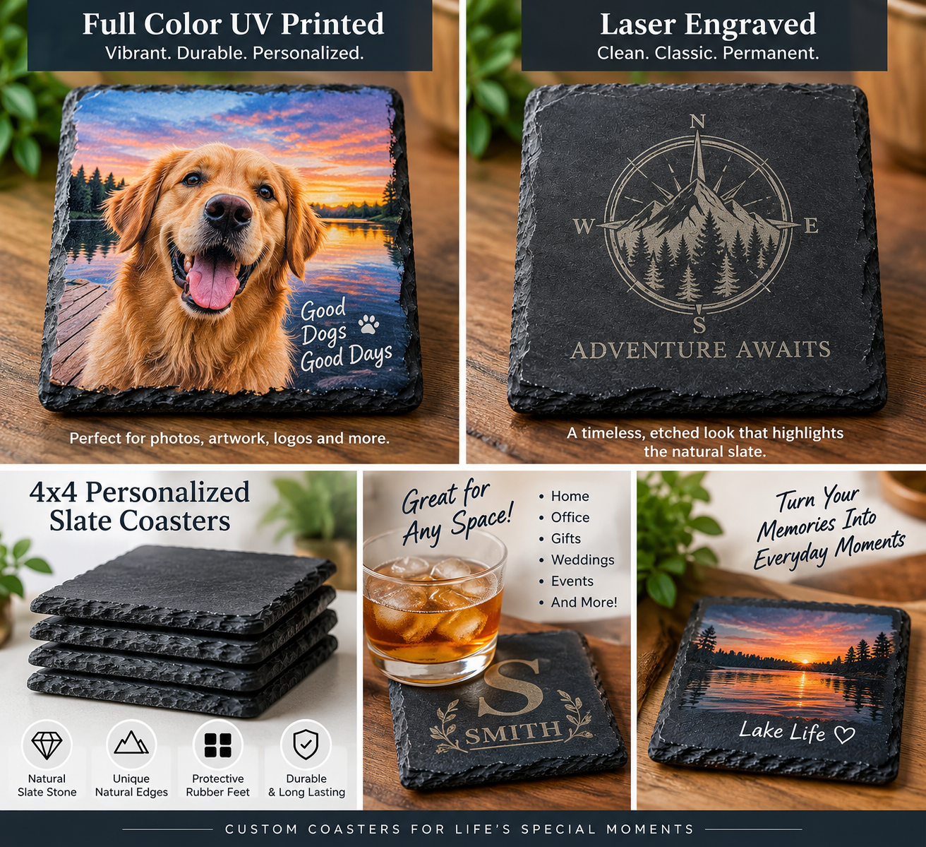 4x4 Personalized Slate Coaster